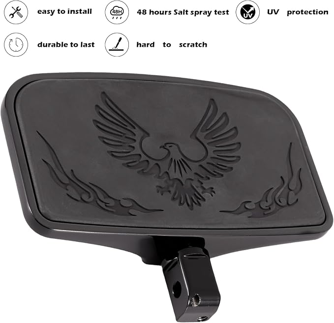 Kinglemc Rear Passenger Floorboard FootPeg Footboard for Kawasaki (Eagle 7.9 * 4.5", Black)