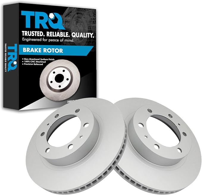 TRQ Front Brake Rotor Set G Coated Vented Compatible with 2003-2009 Toyota 4Runner 2007-2014 FJ Cruiser 2005-2023 Tacoma