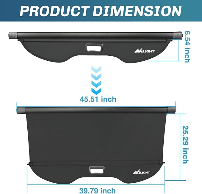 Nilight Trunk Cargo Cover for Ford Escape 2013 2014 2015 2016 2017 2018 2019, Retractable Security Shade Rear Cargo Cover, with Trunk Storage Net