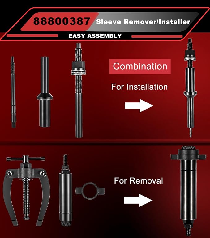 Injector Sleeve Cup Nozzle Tube Remover and Installer Tool Kit Compatible with Volvo D11 D13 D16 FM12, Mack Truck MP7 MP8 MP10 Engines, Replce OEM 9986174 88800387 88800196