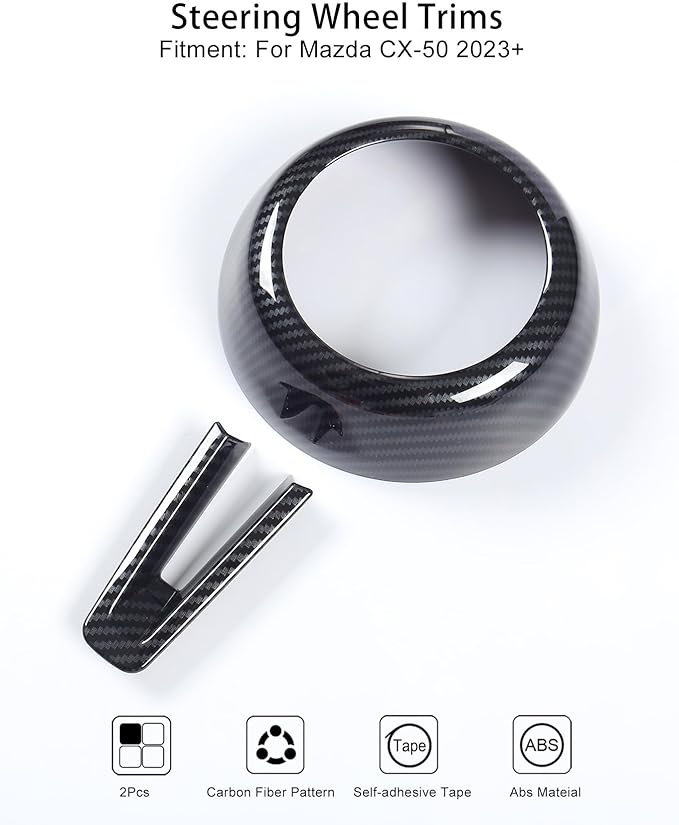 for Mazda CX-50 Mazda 3 CX-30 Steering Wheel Protective Trims Cover, Sporty Carbon Fiber Style Interior Accessories for Mazda CX50 CX 50 2023 2024 2025 Mazda 3 CX30 CX 30 2020-2024