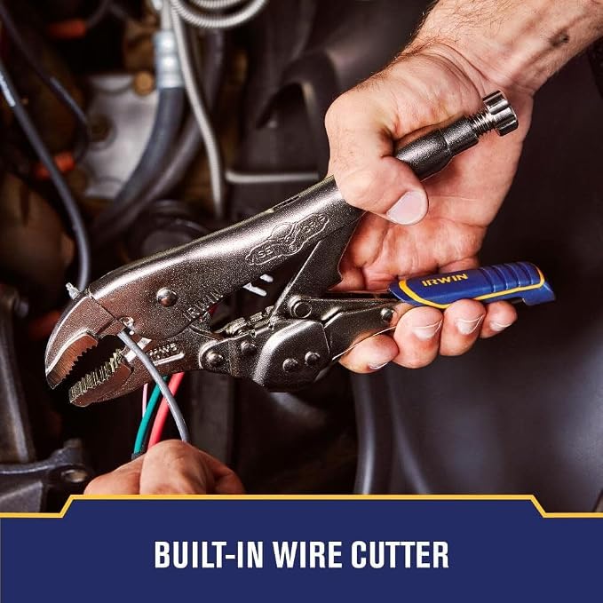 IRWIN VISE-GRIP Locking Pliers, Fast Release, Curved Jaw with Wire Cutter, 7-Inch (IRHT82580)