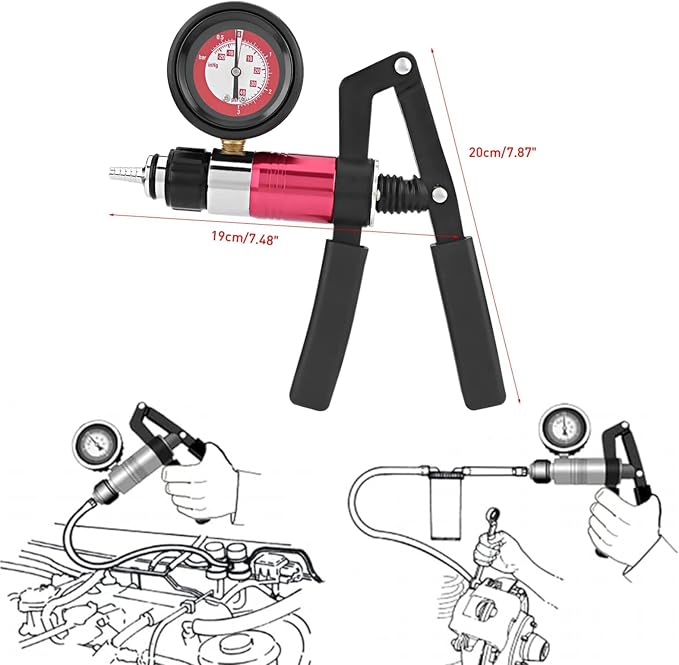 Ventilation Kit Brake, Manometer Hand Vacuum Pump Tester Set with Adapters Fluid Brake Replacement Tool Clutch Ventilation System, for Cars, Motorcycles, Trucks