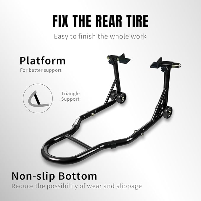 Motorcycle Stand Lift, Universal Paddock Lift Stand, 1100lbs Front Rear Combo Stand Lift Stand, Rear U+L Fork Swingarm Spool Stand 2-Pack Black