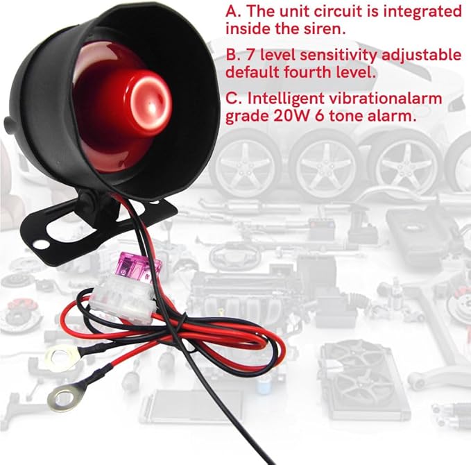 Riloer Universal 12V Car Alarm System, Universal Car Alarm Device, Car Alarm Device, Suitable for DC12V Cars