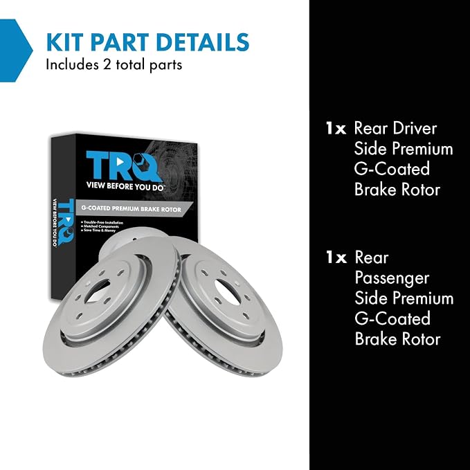 TRQ Rear Brake Rotor Set G Coated Vented Compatible with 2016-2019 Cadillac ATS 2016-2022 Chevrolet Camaro