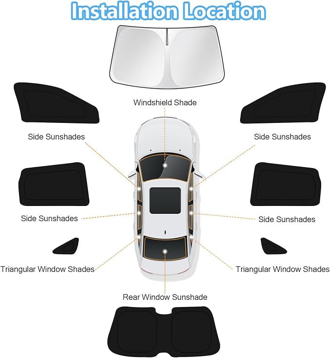 KUST Car Window Shades for Honda CR-V 2007-2011 Windshield Sun Shade Side Window Cover UV Block Privacy Protection Accessories for Camping Blackout Rear Back Full Set 8PCS
