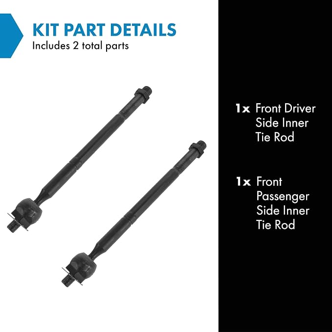 TRQ Front Inner Tie Rod Set 2 Piece Compatible with 2004-2014 Mazda 3 06-15 5