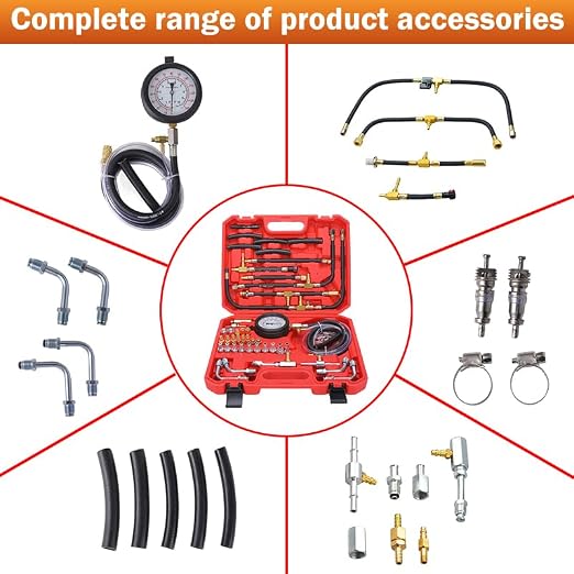 0-140PSIFuel Injection Pressure Tester Kit, Pro Fuel Pressure Tester Kit, Car Truck Motorcycle Diagnostic Tool