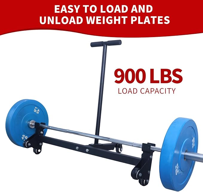 Deadlift Jack Barbell Stand with Wheels 900lb Capacity Convenient to Replace Weight Plates for Deadlift Weightlifting Training,CrossFit & Home Gym