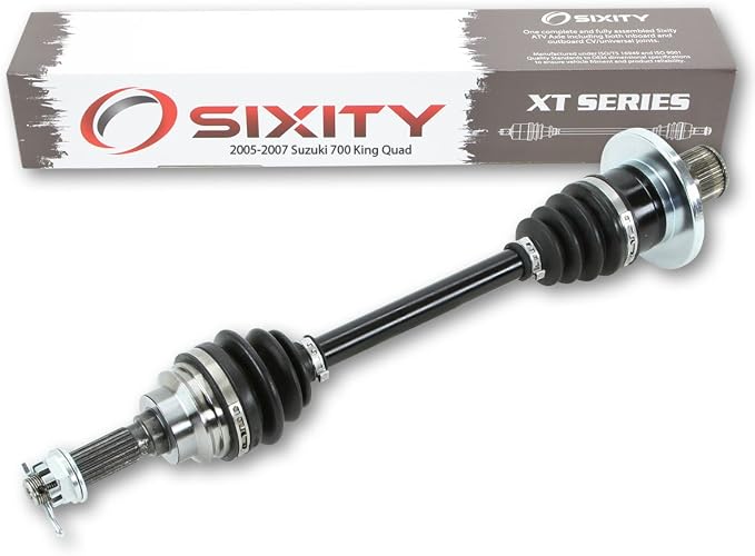 Sixity XT Rear Right CV Axle for Suzuki KingQuad 700 2005-2007 - LT-A700X | 4X4. Complete axle assembly with a 5140 chrome steel shaft, inboard and outboard CV joints, fully assembled