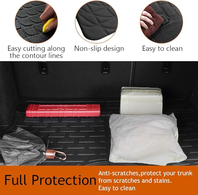 TripleAliners Vehicle Mat Universal Fit Trunk Cargo Liner All Weather Protection XPE Material Seat Back Protector Trim-to-Fit Compatible with Most Cars SUV Sedan (Trunk Mat)