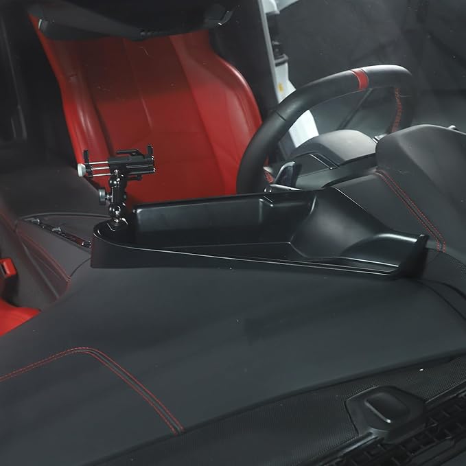 TOYCIDFG Dashboard Storage Tray Behind Navigation Screen with Phone Holder for Corvette C8 Stingray 2020-2026, Center Console Car Organizer Tray Interior Accessories (Type B)