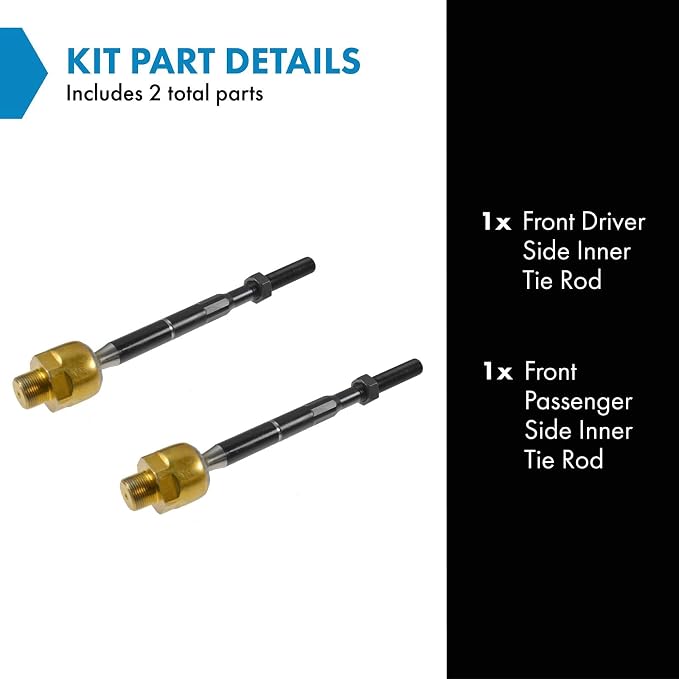 TRQ Front Inner Tie Rod Set 2 Piece Compatible with 2007-2009 Chrysler Aspen 2004-2009 Dodge Durango