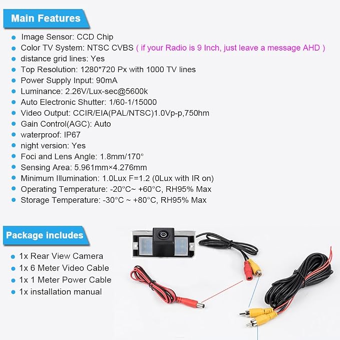 HD Waterproof Night Vision License Plate Light Parking Rear View Backup Camera, Replacement for Land Rover Freelander MK I L314 Freelander Soft Top 1998/04-2006/10 (OEM: XFC100540)