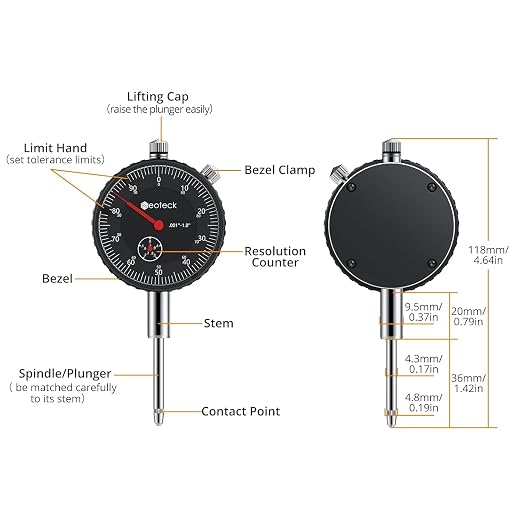 Neoteck 0-1"/0.001" Dial Indicator and Magnetic Base Set with Storage Case, Dial Gauge and Magnetic Holder for 3D Printer Lathe Workshop CNC Machine Table Saw- 176lbs (80kg) Max Pull-Black