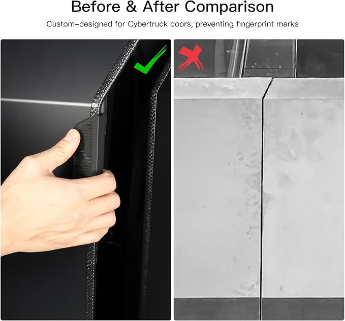 Tesla Cybertruck Accessories Bundle: Behind Hidden Screen Storage Tray (2023-2025), Fingerprint-Resistant Door Handle Set [4pcs], and Door Edge Protectors – Non-Slip Organizer, Anti-Collision Guards,