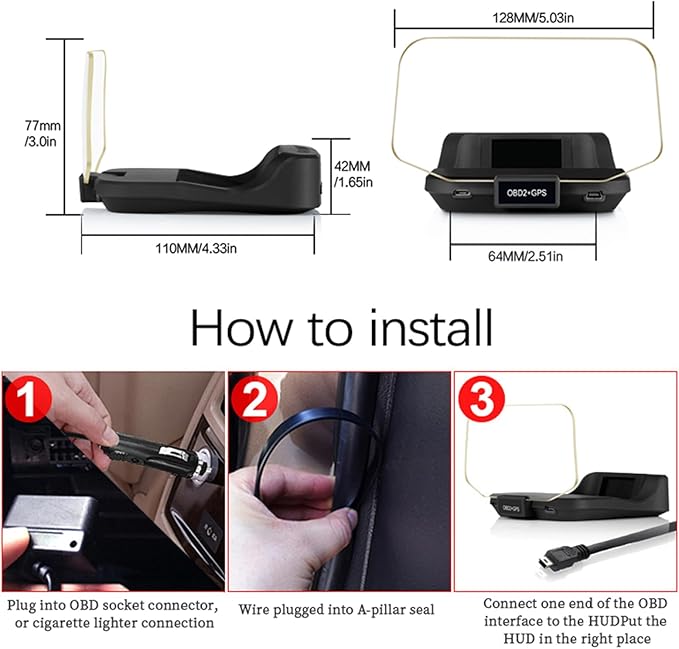 Liiiyuan Head Up Display for C2, Obd2 Display With Rpm/ Fuel Consumption/ Water Temperature/ Over-Speed Alarm, Gps Speedometer for Car, Suitable for All Cars