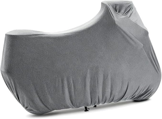 Indoor Motorcycle Cover Universal Dustproof Cover Soft Stretch Durable Motorbike Cover for All Motor,104 inches, Light Flower Gray