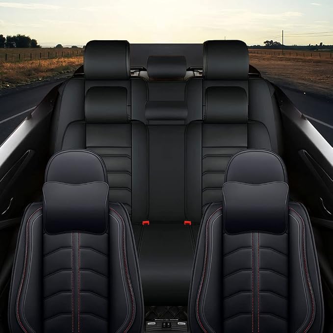 Car Seat Cover 8 Seats for Toyota Highlander 2001-2026, Durable Wear Resistant Waterproof Seat Cover, Breathable No Odor Premium Leather Vehicle Interior Accessories.(8 Luxury,Black)