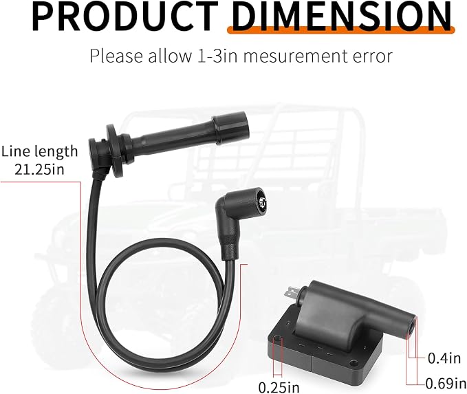 Ignition Coil + Spark Plug & Cap Wire Kit for Kawasaki KAF820 KAT820 Mule PRO-FX PRO-FXR PRO-FXT 2015-2023