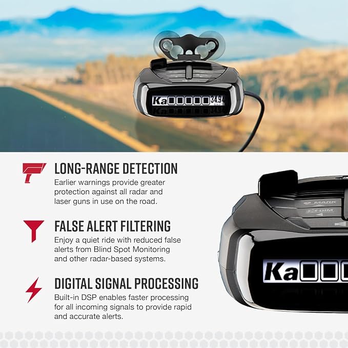 Cobra RAD 480i Laser Radar Detector + OBDII Power Cord Bundle – Long Range Detection, Bluetooth, Apple CarPlay and Android Auto Compatible, Front and Rear Detection, Digital Signal Processing, Black