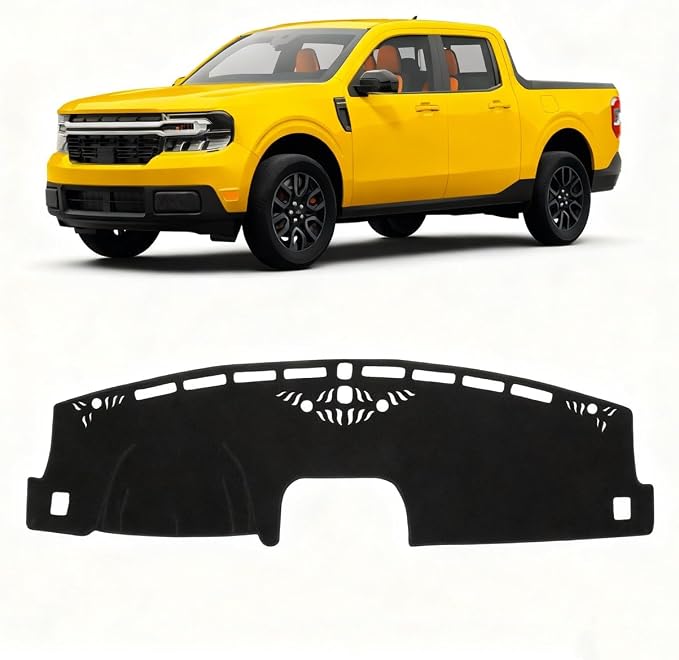 KUST Black Dash Cover for Ford Maverick 2022-2024 2025 2026 (Hybrid)(XL, XLT, Lariat) Polyester Dashboard Cover Non-Slip Center Interior Accessories for Maverick Sunshade No Glare