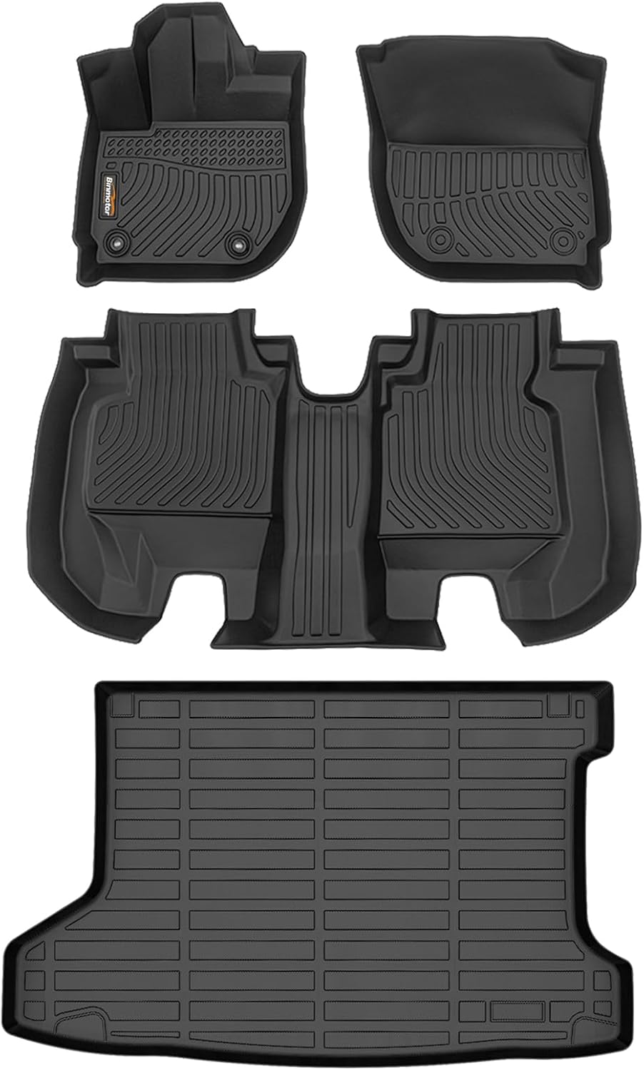 Binmotor-All Weather Floor Mats Cargo Liner Set for Honda HRV (FWD Model) 2016-2022 HR-V Car Floor Liners TPE Waterproof Full Set, Heavy Duty Car Floor Liners-Black for HRV Accessories