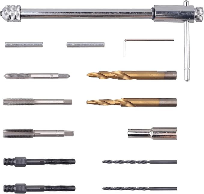 DAYUAN 16pcs Glow Plug Removal Tool, 8mm 10mm Damaged Glow Plug Extractor Repair Tool Set for Cylinder Heads 0.3in 0.4in Glow Plug Remover Kit