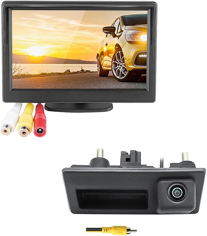 GreenYi AHD Monitor Camera Set, 800x480 HD TFT Monitor + VW Trunk 720P Rear View Camera