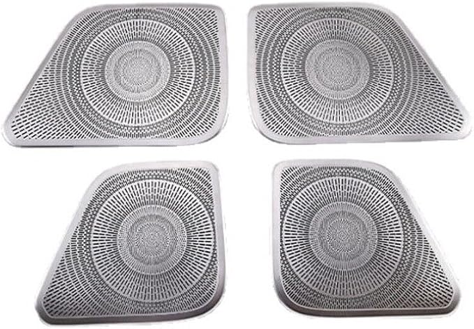 4Pcs Stainless Steel Silver Interior Car Door Speaker Horn Net Cover Decorative Trim Fit forToyot-a Tacoma 2016 2017 2018 2019 2020 2021 2022 Car Accessories
