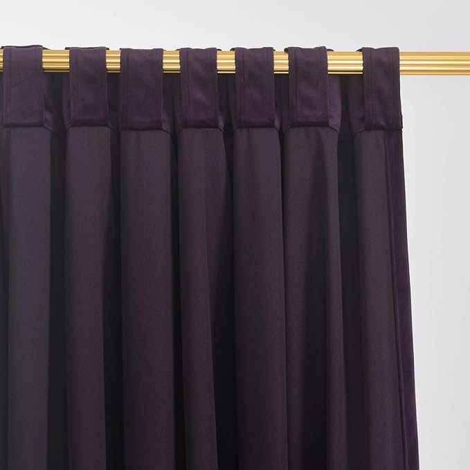 Roslynwood Luxury Soft Deep Purple Velvet Curtains 72 inches Long Back Tab Thermal Insulated Blackout Window Drapes for Living Room/Bedroom/Dining Room, W52 x L72, 2 Panels