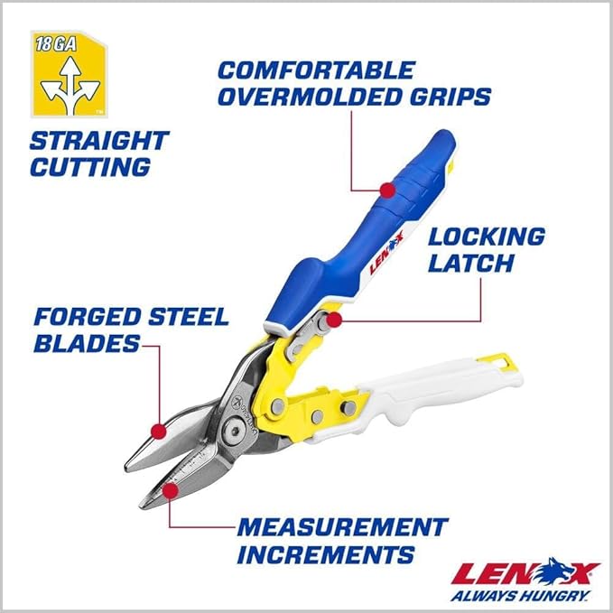 LENOX TOOLS Pliers, Straight Avitation Snips, With Durable Grip (LXHT14340)