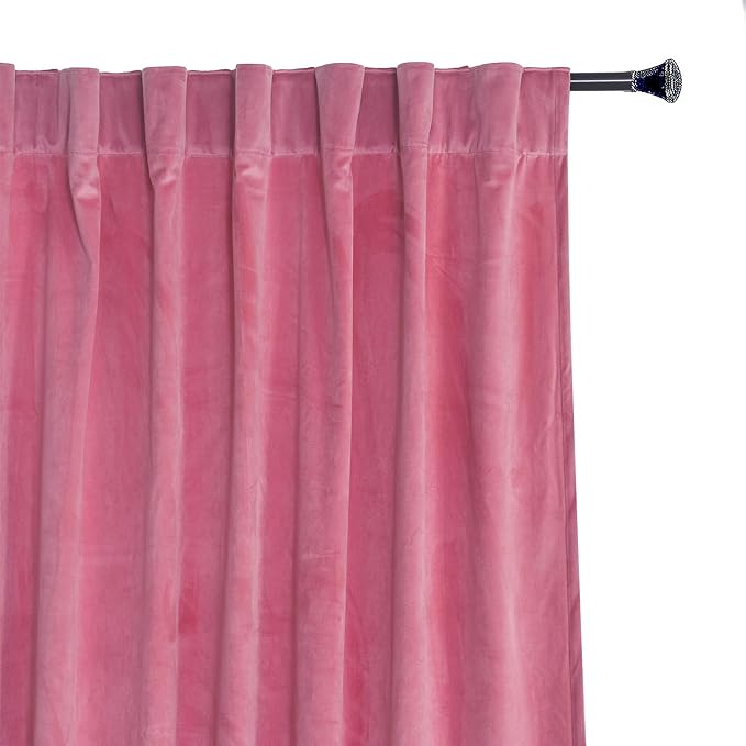 Roslynwood Luxury Soft Candy Pink Velvet Curtains 90 inches Long Back Tab Thermal Insulated Blackout Window Drapes for Living Room/Bedroom/Dining Room, W52 x L90, 2 Panels