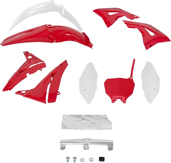 HECASA Motorcycle Plastic Kit Compatible with 2002 2003 2004 2005 2006 2007 Honda CR125R CR250R Bodywork Set Fairing - Red & White