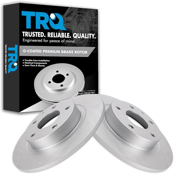 TRQ Rear Brake Rotor Set G Coated Solid Compatible with 2014-2021 Mazda 6