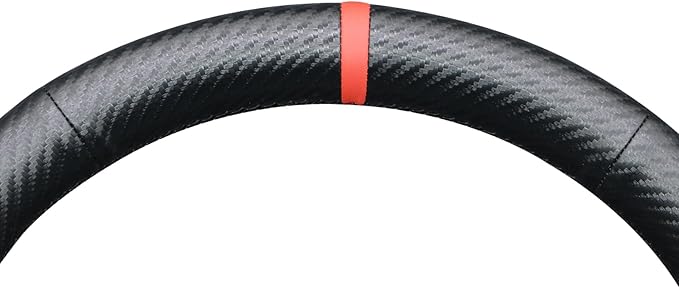 MEWANT Hand Stitch Black Matte PU Carbon Fiber Faux Leather Steering Wheel Cover for Tesla Model 3 Highland 2024-2026 Model Y Juniper 2025-2026