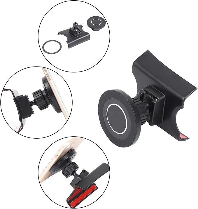 HAPPYHORSE Car Phone Mount Compatible with Fiat 500 2007-2023，Car Center Console Mobile Phone Bracket Phone Holder Phone Mount Mount with Self-Adhesive Base Accessories (Style C)