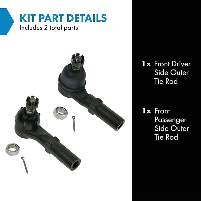 TRQ Front Outer Tie Rod Set 2 Piece Compatible with 1997-1999 Dodge Dakota 98-99 Durango