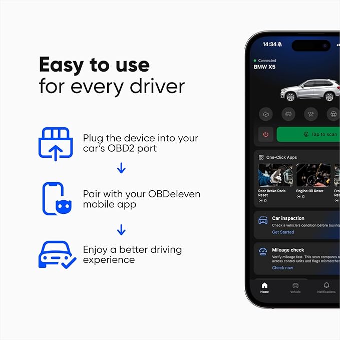 OBDeleven 3 Diagnostic Tool Scanner for Audi Seat Cupra Skoda Volkswagen BMW Mini Toyota Ford Mercedes-Benz (Android & iOS)