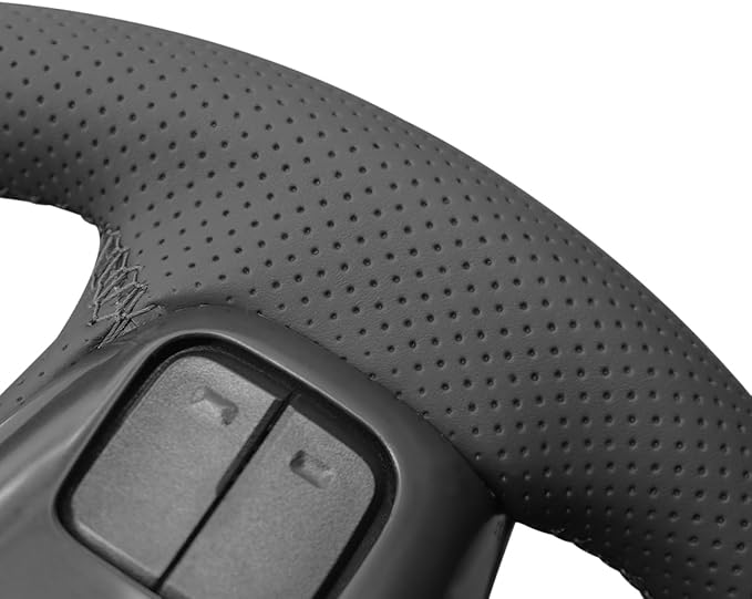 MEWANT Custom DIY Black Genuine Leather Steering Wheel Cover for Chevy Silverado 1500 Silverado 2500/3500 Blazer