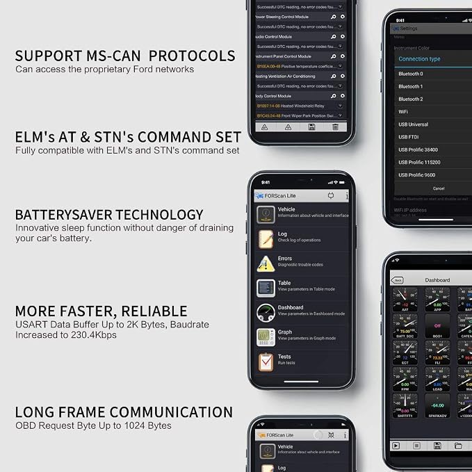 Vgate vLinker FD OBD2 Bluetooth Car Code Reader, OBD2 Diagnostic Scanner for Android & Windows