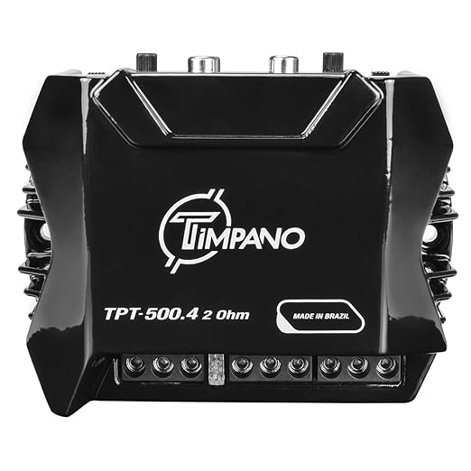Timpano 4 Channel Amplifier Car Audio 4 x 125 Watts 2 Ohm, TPT-500.4 2 Ohm Small Mini Stereo Amp 12 Volts Full Range Class D - Bridgeable Car Amplifier