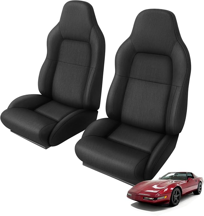 Front Seat Cover Compatible with 1994-1996 Chevy Corvette C4 Standard, Heavy Duty Cationic Linen Fabric Seat Protector