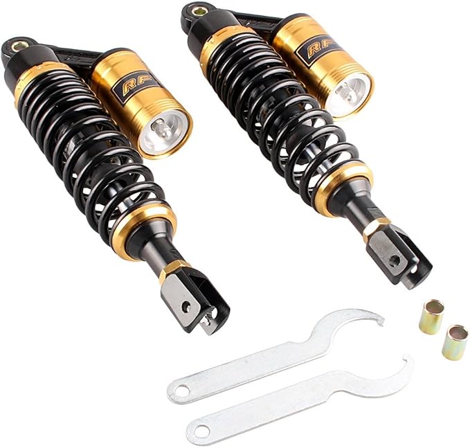13.4" Motorcycle Shock Absorbers, Pair 340mm Rear Air Suspension Replacement Universal for Motorbike for HONDA for Kawasaki ATV Go Kart Scooter, U Shape