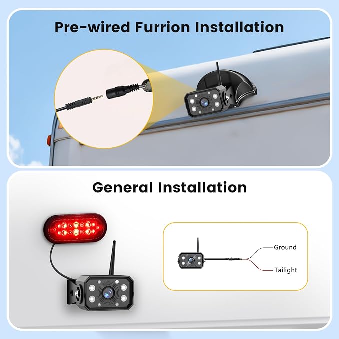9" Wireless Backup Camera with Full Touchscreen, RV Backup Camera for Furrion Pre-Wired, Recording 4-Channel Split Screen, IR Night Vision, IP69 Wide Angle, Back up Camera Systems for Truck Trailer