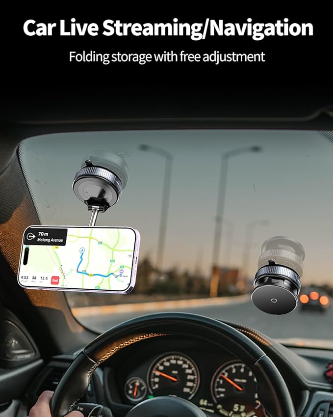 oricarmes Spinning Vacuum Magnetic Phone Holder 15W Fast Wireless Charger for All Smartphones & All Car Models Holds Like Glue on Bumpy Roads! FCC Certified car Phone Mount Magnetic