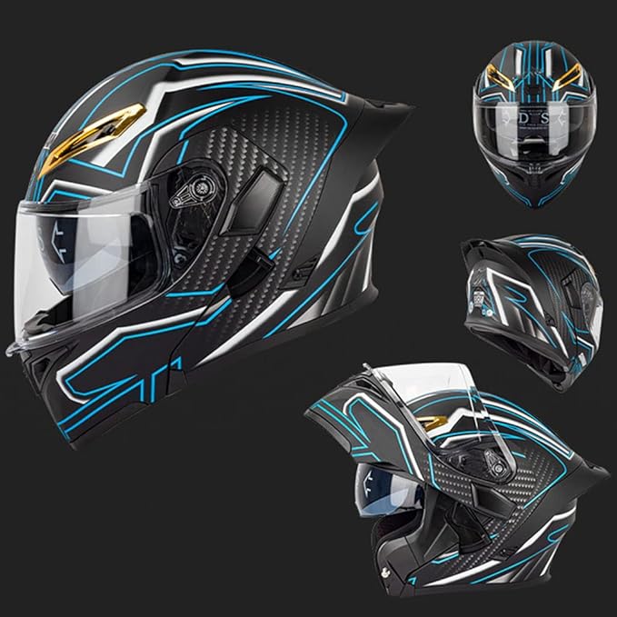 Full Face Bluetooth Modular Motorcycle Helmet, DOT Approved, Dual Visors, Flip Up, Adults Unisex, Black