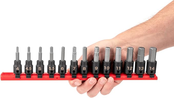 TEKTON 3/8 Inch Drive Hex Impact Bit Socket Set, 13-Piece | SIB91102
