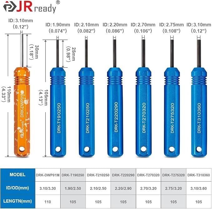 JRready ST5253-22-P Pin Extractor Tool Kit 22PCS Terminal Release Tools for Deutsch AMP Molex Delphi JST & More Automotive & Computer Terminal Removal Tool Kit Terminal Ejector Tool Kit